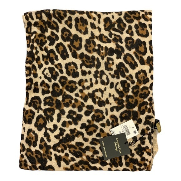 CHARTER CLUB 100% Cashmere Leopard-Print Muffler Scarf - Picture 2 of 2